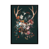 A La Mode Studio Floral Deer Framed Canvas Wall Art