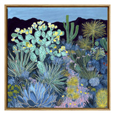A La Mode Studio Midnight Cactus Framed Canvas Wall Art