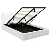 Mikasa Furniture White Makoto Faux Leather Gas Lift Storage Bed Frame