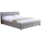 Mikasa Furniture Grey Robertson Upholstered Bed with Storage