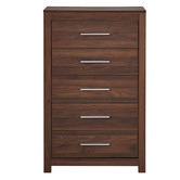 Mikasa Furniture Walnut Maddington 5 Drawer Tallboy