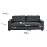 Mikasa Furniture Black Chariton 3 Seater Faux Leather Sofa