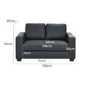 Mikasa Furniture Black Chariton 2 Seater Faux Leather Sofa