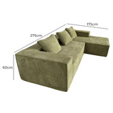 Mikasa Furniture Elio 5 Seater Corduroy Sofa with Right Chaise