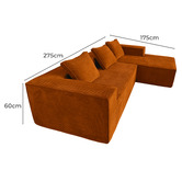 Mikasa Furniture Elio 5 Seater Corduroy Sofa with Right Chaise
