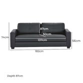 Mikasa Furniture Black Chariton 3 Seater Faux Leather Sofa