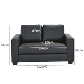 Mikasa Furniture Black Chariton 2 Seater Faux Leather Sofa
