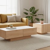 Mikasa Furniture Birkley Rectangular Glass-Top Coffee Table with Drawers