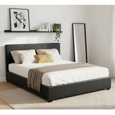 Mikasa Furniture Black Makoto Faux Leather Gas Lift Storage Bed Frame