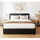Mikasa Furniture Black Makoto Faux Leather Gas Lift Storage Bed Frame