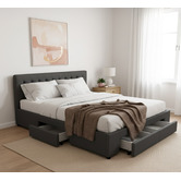 Mikasa Furniture June Faux Leather Bed Frame with 4 Drawers