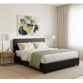 Mikasa Furniture Black Makoto Faux Leather Gas Lift Storage Bed Frame