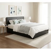 Mikasa Furniture Black Makoto Faux Leather Gas Lift Storage Bed Frame