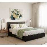 Mikasa Furniture Black Makoto Faux Leather Gas Lift Storage Bed Frame