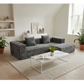 Mikasa Furniture Dorian 4 Seater Velvet Compressed Sofa with Right Chaise