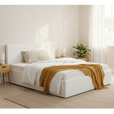 Mikasa Furniture White Makoto Faux Leather Gas Lift Storage Bed Frame