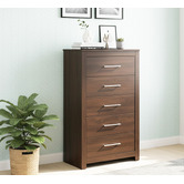 Mikasa Furniture Walnut Maddington 5 Drawer Tallboy