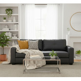 Mikasa Furniture Black Chariton 3 Seater Faux Leather Sofa
