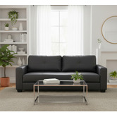 Mikasa Furniture Black Chariton 3 Seater Faux Leather Sofa