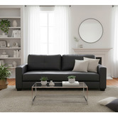 Mikasa Furniture Black Chariton 3 Seater Faux Leather Sofa