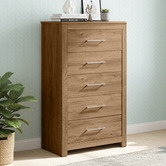 Mikasa Furniture Dark Oak Maddington 5 Drawer Tallboy