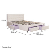 Mikasa Furniture June Faux Leather Bed Frame with 4 Drawers