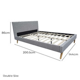 Mikasa Furniture Grey Tegan Upholstered Scandi Bed Frame