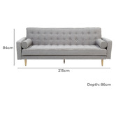 Mikasa Furniture Grey Amelia 3 Seater Sofa Bed