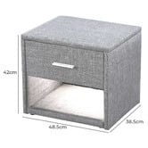 Mikasa Furniture Grey Tegan Upholstered Bedside Table With LED