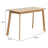 Mikasa Furniture Light Timber Courtney Pine Wood Study Desk