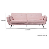Mikasa Furniture Pink Elissa 3 Seater Sofa Bed
