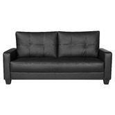 Mikasa Furniture Black Chariton 3 Seater Faux Leather Sofa