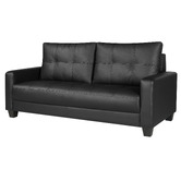 Mikasa Furniture Black Chariton 3 Seater Faux Leather Sofa