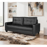 Mikasa Furniture Black Chariton 3 Seater Faux Leather Sofa