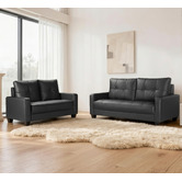 Mikasa Furniture Black Chariton 3 Seater Faux Leather Sofa