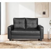 Mikasa Furniture Black Chariton 2 Seater Faux Leather Sofa