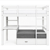 Mikasa Furniture Auren Convertible Single Bunk Bed with Desk &amp; Mattress