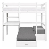 Mikasa Furniture Auren Convertible Single Bunk Bed with Desk &amp; Mattress