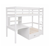 Mikasa Furniture Auren Convertible Single Bunk Bed with Desk &amp; Mattress
