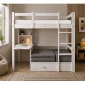 Mikasa Furniture Auren Convertible Single Bunk Bed with Desk &amp; Mattress