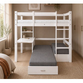 Mikasa Furniture Auren Convertible Single Bunk Bed with Desk &amp; Mattress