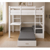 Mikasa Furniture Auren Convertible Single Bunk Bed with Desk &amp; Mattress
