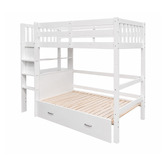 Mikasa Furniture Solenne Convertible Single Over Double Bunk Bed with Desk &amp; Mattress