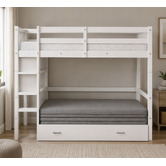 Mikasa Furniture Solenne Convertible Single Over Double Bunk Bed with Desk &amp; Mattress