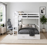 Mikasa Furniture Solenne Convertible Single Over Double Bunk Bed with Desk &amp; Mattress