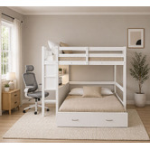 Mikasa Furniture Solenne Convertible Single Over Double Bunk Bed with Desk &amp; Mattress