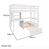 Mikasa Furniture Auren Convertible Single Bunk Bed with Desk &amp; Mattress