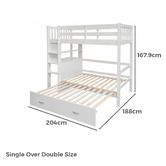 Mikasa Furniture Solenne Convertible Single Over Double Bunk Bed with Desk &amp; Mattress