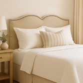 By Designs Plain Upholstered Heart Single Bedhead