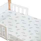 Babyhood Amani Bebe Organic Standard Fitted Sheet White with Grey Leaf